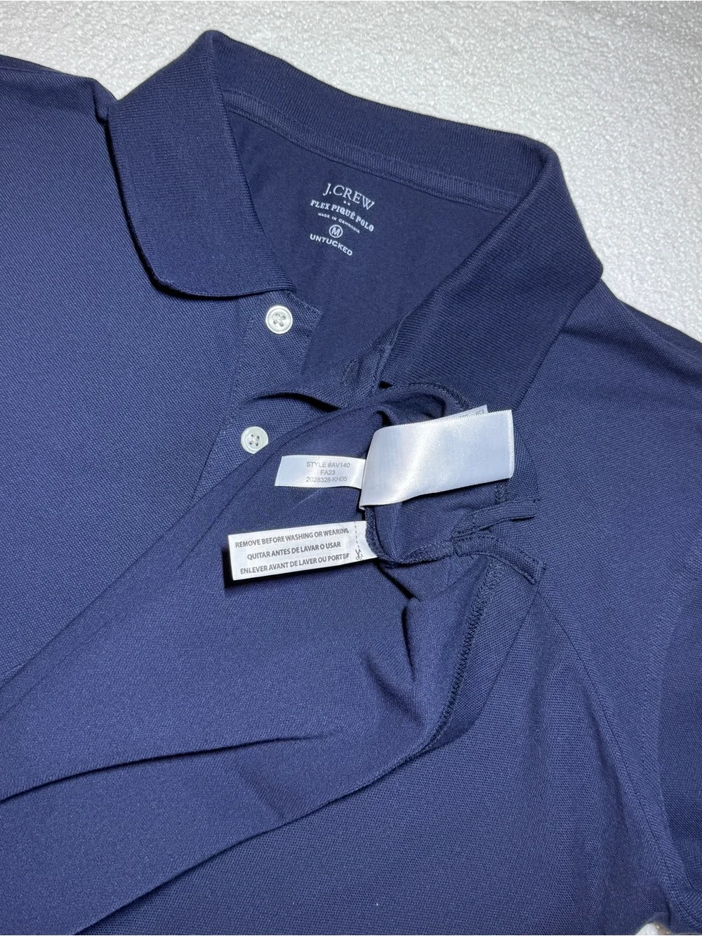J. Crew Men's Navy Blue Flex Pique Polo Short Sleeve Untucked Fit